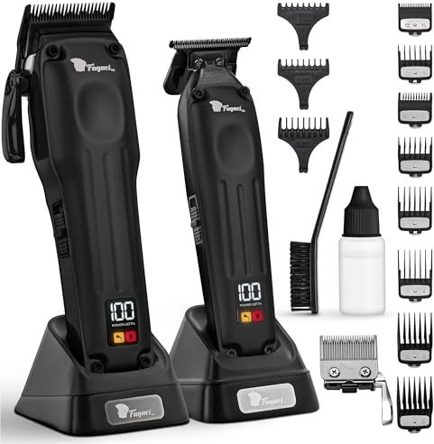 Fagaci Hårklippare Trimmer Set För Män, Fade & Taper Borstlös Motor | Utbytbara fade/taper-blad, Keramiska/DLC-blad, Borstlös motor, 5x längre skärpa