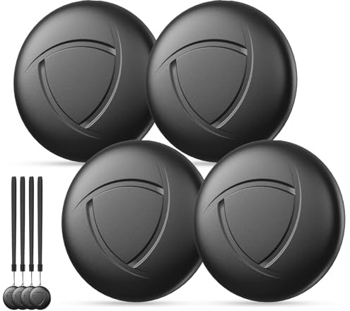 Localizzatori GPS Nero 4 Pezzi - Smart Tracker Tag compatibile con Apple Dov'è (Solo IOS), per Portafogli, Chiavi, Zaini, Bagagli, Segnale Acustico, Posizionamento Globale, Batteria Sostitu