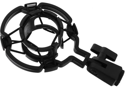 LIFKOME Soporte Amortiguador Plástico para Micrófono de Condensador Clip Ajustable Negro, Soporte Antivibración para Montaje en Rack, Adecuado para Estudios y Grabación Profesional