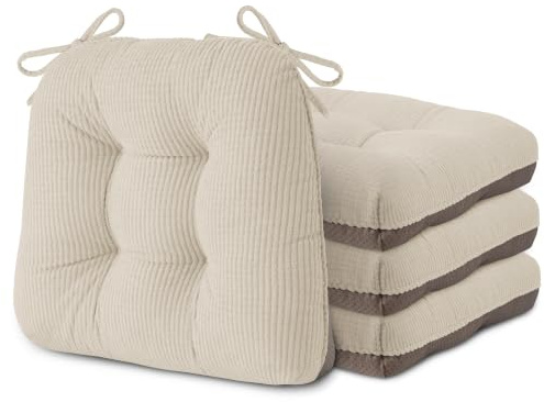 AddGrace Chair Cushions for Dining Chairs Set of 4 16 x16 x3.5Inch White