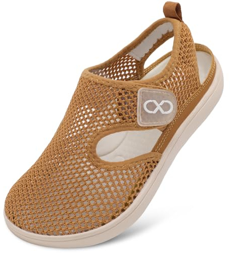 JOINFREE Womens Sandals Wide Fit Walking Trainers Mesh Breathable Zero Drop Barefoot Adjustable Summer Holiday Shoes Closed Toe for Beach Garden Travel Daily Wear Anti-Slip