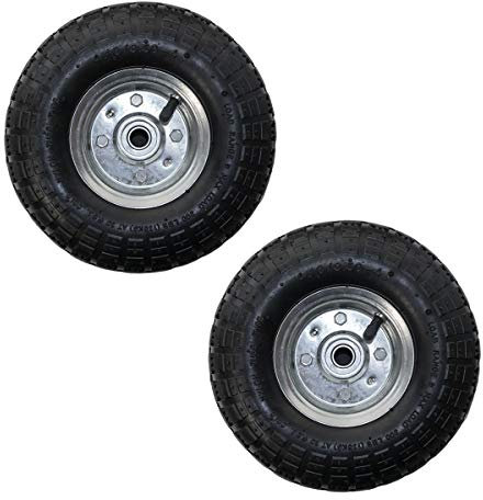 KCT Twin Pack 10 Replacement Wheels for Garden Cart, Twin Wheelbarrow, Garden Tool Trolley, Sack Barrow Wheel, Twin Wheel Wheelbarrow, Garden Trailer - 4.10/3.50-4 Size
