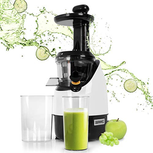 Duronic JE2 Slow Juicer | 200W | 2 Hastighets Funktioner | BPA-Fri | 600ml Kanna | Kallpressad Juice | Boosta Ditt Immunförsvar med Hemmagjord Näringsrik Färsk Pressad Frukt och Grönsaksjuice