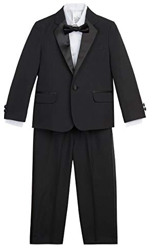 Nautica Toddler Boy's Tuxedo Set with Jacket, Pant, Shirt, and Bow Tie Suit, Black Tuxedo, 2T