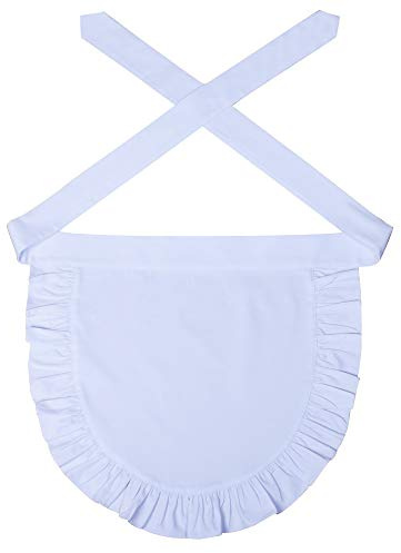 Love Potato 100% Cotton White Half Apron, Classic Halloween Party Cosplay Costumes Dress Accessory