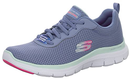 Skechers Women's Flex Appeal 4.0 Brilliant View Sneaker, Slate Mesh Trim, 8 UK