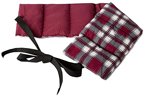 Linfrökudde 7-kammare med band, 65 x 15 – värmekudde kornkudde, rygg, länd – 65 x 15 cm, linfrökudde, flanell rutig