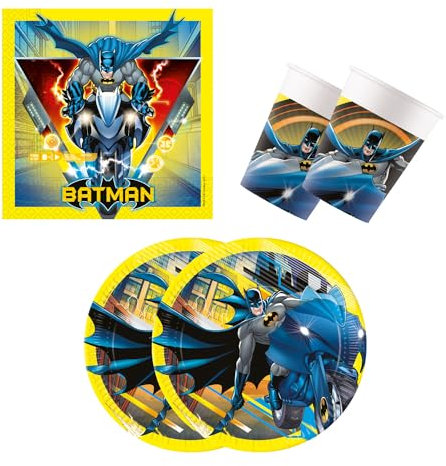 Procos Marvel 10137430 – Set de fête S Batman Rogue Rage – 52 pièces – 16 assiettes, 16 gobelets, 20 serviettes – Vaisselle jetable – Vaisselle de fête, décoration de table