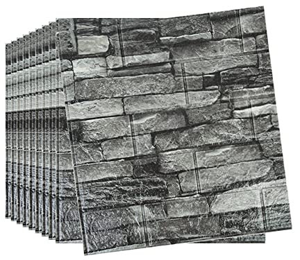 Snewvie 10PCS 3D Wall Panels 38x35cm Brick Wallpaper 3D Tile Brick Wall Sticker Self-Adhesive Waterproof PE Foam Panel