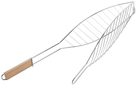 HERCHR Panier de Barbecue, Panier de grillade de Poisson avec poignée, Panier de grillade de Barbecue en Acier Inoxydable pour Viande, légumes, côtelettes, Steak, Barbecue en Plein air