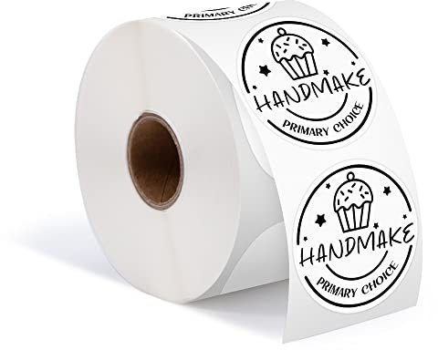 Phomemo 2 Runde Weiße Etiketten 750 Etiketten, Kompatibel mit MUNBYN, Phomemo, Polono DHL Etikettendruckern, Nicht für M110 und M-Serie Etikettendrucker, BPA-freie Thermoetiketten - 50mm