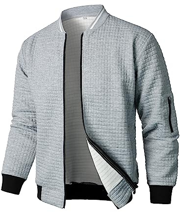 HOOD CREW Men’s Zip Up Lightweight Bomber Jacket Casual Windbreaker Sport Varsity Jacket