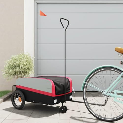 CIADAZ Cykelvagn svart och röd 30 kg järn, cykelkärra, lastvagn, handvagn, cykellastvagn, lastcykel – 94055