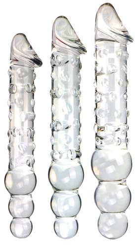 GeRRiT Glas Anal Dildo Analplug Realistische Doppeldilos Penis Butt Plug Dilatator Analkugeln G-Punkt Masturbation Stimulator Buttplug SM Sex Spielzeug für Männer Frauen(S)