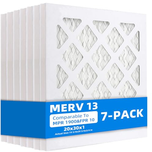 Chenzhit Ofenluftfilter, MPR 1900 & FPR 10, MERV 13 Plissee-Luftfilter, 20 x 30 x 1, 7 Stück (tatsächliche Größe: 49,8 x 75,2 x 1,9 cm)