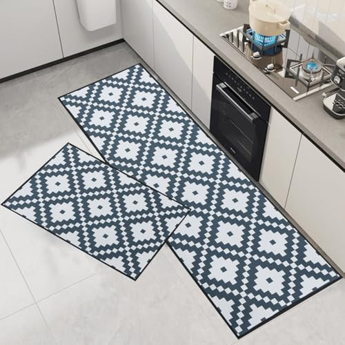 Taoyoule Alfombras de Cocina para Piso 2 Piezas Antideslizantes Juego de Alfombras de Cocina Lavables Antifatiga Alfombra Cómoda para el Suelo 43x75cm+43x120cm