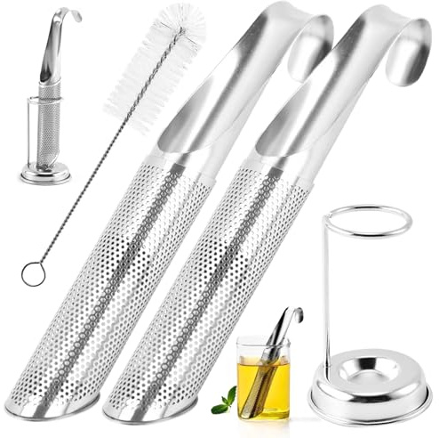 Analog Tea Diffuser, Stainless Steel Tea Diffuser Tea Infuser for Loose Tea, Tea Strainer for Loose Tea, Long Handle Tea Filter Tea Tea Tea Infuser, Tea Infuser Stick Pipe with Hooks (2)
