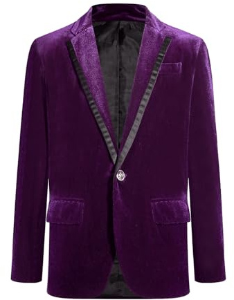 RUNQHUI Veste Blazer Garçon Enfant Manteau en Velours Manches Longues Costume Gentleman pour Mariage Cérémonie Soirée 3-16 Ans Violet foncé 5-6 Ans