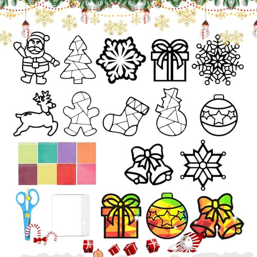 gotyou Enfant Kit d'Artisanat d'Automne,12 Pcs Bricolage Automne Kit Enfant, Kit Bricolage Enfant Noel, Ensemble D'Artisanat De NoëL, Pour La DéCoration Des FenêTres Et Des Chambres.