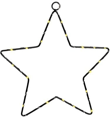 LED Leuchtstern schwarz - 35 cm - Deko Weihnachts Stern für Innen - Metallstern zum Hängen Fensterdekoration Weihnachtsdeko