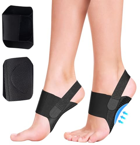 Leikedun 1 Pair Foot Arch Support, Adjustable Arch Support Braces for Women Men, Arch Bands Compression Sleeves for Foot Support, Pain Relief & Sore, Flat Feet, Heel Spurs