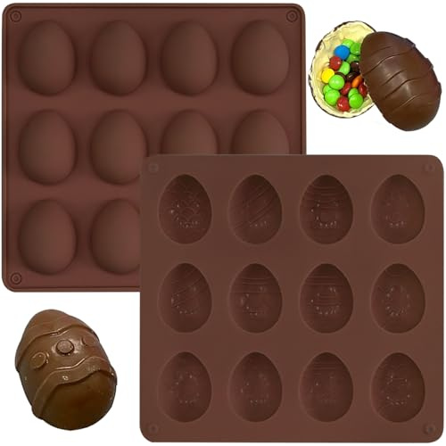 YXHZVON Molde de Huevo de Pascua, 2 Piezas de Molde de Silicona de Pascua, Moldes de Silicona para Dulces, Chocolate, Galletas, Gelatina