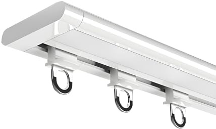 Rail De Rideau De Plafond Ultra-Fin Tringle A Rideaux Silencieux En Alliage D'aluminium Installation De Trous Perforés Rail Rideaux Pour Bureau, Salon, Chambre(White,70cm/2.2ft)