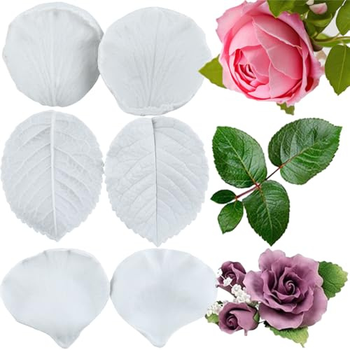 Sijiangmold Rosenblad Silikonformar Kronblad Veiner Fondant Form 3 st