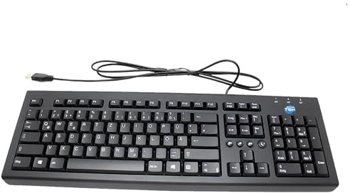 SIMPLETEK - Teclado QWERTZ con cable USB, teclado de tamaño completo, teclas silenciosas, 105‑key, con cable de 1,5 m