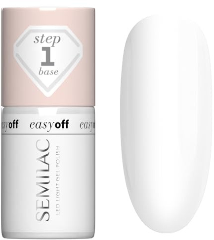 Semilac EASY OFF Nagellack Base LED LIGHT 7 ml – mit LED-Lampe aushärten, einfach ohne Aceton oder Fräser entfernbar
