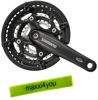 maxxi4you Guarnitura Trekking FC-T521 Octalink 170 mm lunghezza braccio 3 x 10 Hollowtech 44 – 32 – 24 denti con anello di protezione della catena, colore nero, con nastro riflettente