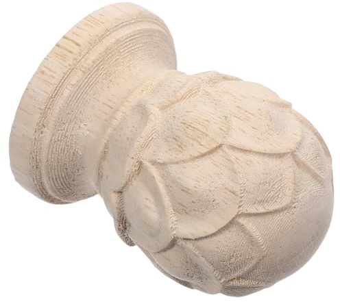 Ciieeo Remate de Madera para Postes 4x6 Cm Cabeza de Piña Tallada Estilo Europeo Decorativo para Cortinas Muebles y Escaleras Manualidades Bricolaje