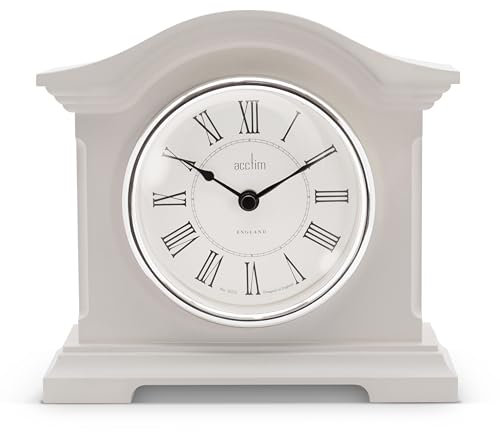 Acctim Cliffburn Mantel Clock Quartz Glass Lens Taupe
