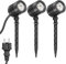 ledscom.de 3 Stück Kleiner LED Gartenstrahler mit Erdspieß TARL für außen, IP65, Stecker, schwarz, 4,3 W, 340lm, warmweiß