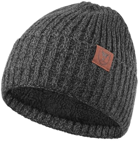 OZERO Knit Beanie Winter Hat, Thermal Thick Polar Fleece Snow Skull Cap for Men and Women