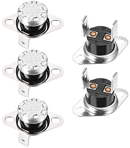 sourcing map KSD301 Interruptor Térmico para 95 °C, Termostato del Interruptor de Control Temperatura 10A Normalmente Cerrado NC para Microondas Horno Cafetera Calefacción Eléctrica, 5pcs