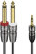 J&D Cavo Aux 3,5 mm Audio a Y Stereo Splitter, Cavo Stereo TRS da 3,5 mm 1/8 di Pollice a Doppio Divisore a Y Maschio Mono da 6,35 mm da 1/4 di Pollice per Amplificatori/Registratore Audio Mixer
