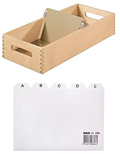 HAN Holz - quer Karteikarten inkl. + HAN Leitkarte DIN A6, Karteiregister, Leitregister Register A - Z