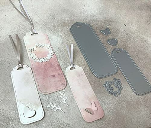 Set di 2 fustelle in metallo con cornice per etichette, a forma di farfalla, foglia, segnalibri, stencil fai da te, per lavori fai da te, goffratura, biglietti, foto, decorazioni, scrapbooking