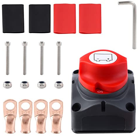 Pindex Interruttore per Batteria 12v 24 v 48 v, Interruttore di Separazione Della Batteria 300 a, Interruttore Principale 1-2 Both-Off per Roulotte Camion Barca Marina Caravan Moto Auto