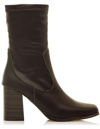 MTNG Botines de tacón Mujer Botines de tacón Porto 59871 Mujer | De Piel, con Interior Piel, caña Alta y Punta Cuadrada | Botines de tacón Casual | Cierre con Cremallera | 58654 | MANCHESTE
