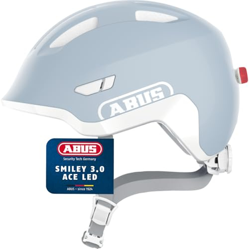 Abus, Casco per Bambini ABUS Smiley 3.0 ACE LED Casco da Ciclista per Bambini Piccoli con Vestibilità Avvolgente e Spazio per una Treccia, per Ragazze e Ragazzi.