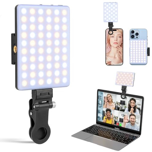 XINBAOHONG Rechargeable Clip Fill Video Conference Light, Selfie Light for Phone Android Camera iPad Laptop LED Phone for Makeup TikTok Selfie Vlog