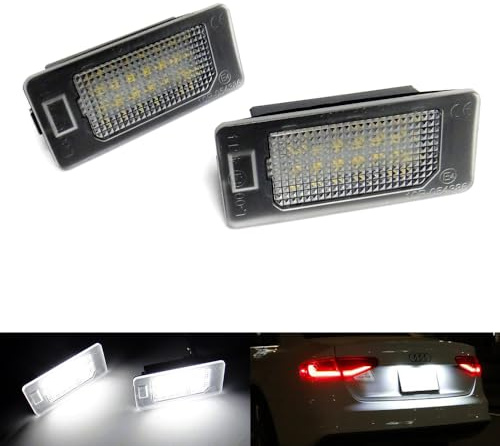 RZG Lot de 2 éclairages de plaque d'immatriculation LED Canbus pour A1 A3 S3 A4 S4 A5 S5 A6 A7 Q3 Q5 Q7 TT RS Cayenne Blanc