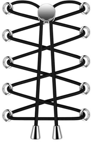 Widamin Elastische Schnürsenkel mit Schnellverschluss, Schnürsenkel Ohne Binden, Schnellschnürsystem Schnürsenkel-Set für Läufer, Kinder und ältere Menschen,black