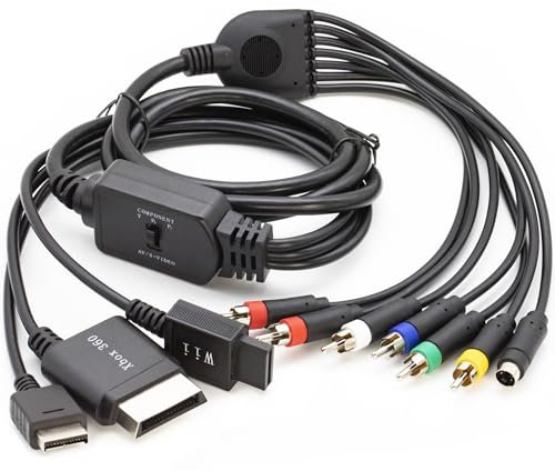 jujinglobal 6FT Component S-Video AV Cable for Xbox 360, Wii, PS2, PS3, 4 in 1 RCA Audio Video Adapter Converter Cable