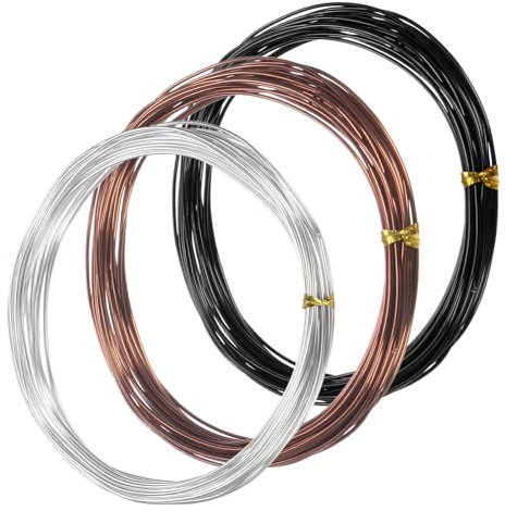 M METERXITY 3-Rolls 1mm Bonsai Training Wire, 49.2 Feet Total Anodized Aluminum Bonsai Wires for Bonsai Tree Shaping/Branches Fixing/Trunk Holding/DIY Crafting [16.4ft Each, 3 Colors]