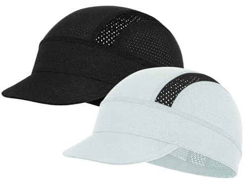 ROCK TAKIN Gorro de ciclismo de verano bajo casco, protección UV, gorro de bicicleta ligero y refrescante, 2 unidades, Negro + Blanco (Hutrand), Talla única