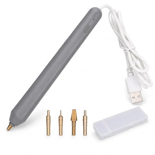 Risegun Heat Foil Pen, USB Powered Hot Foil Pen with 4 Size Metal Tips, Heat Foil Stamping Embossing Pen for Scrapbooking Crafting Tool