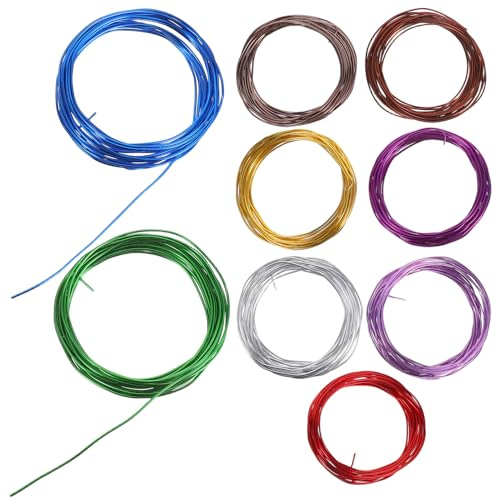 DOITOOL Alambre de Aluminio Anodizado para Jardinería 9 Rollos 15 MM X 5 M Multicolor – Alambre Flexible para Entrenamiento y Modelado de Bonsáis Soporte para Plantas de Interior y